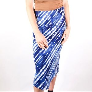 Blue and White Midi Skirt